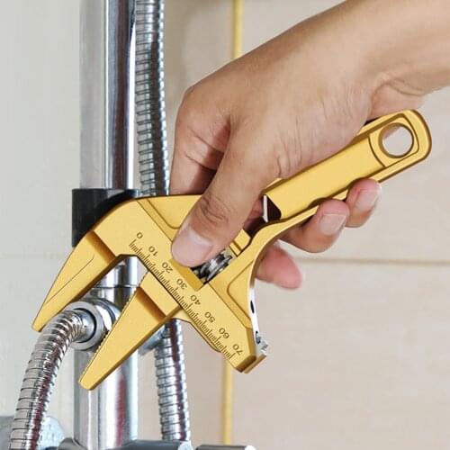 Large Opening Bathroom Wrench Mini Adjustable Short Handle Shank Aluminum Alloy Universal Spanner Water Pipe Repair Tool