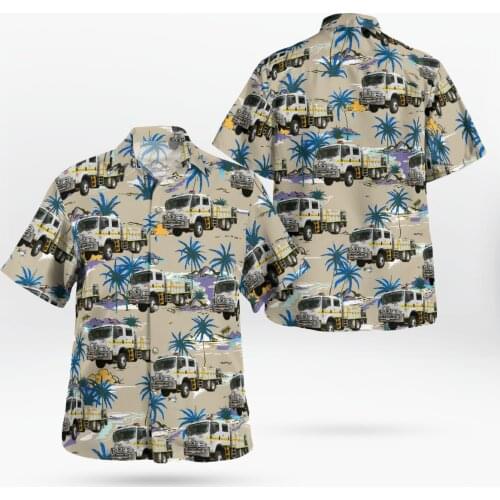 Fire Truck 3D Print Beach Hawaiian 2021 Summer Shirt Short Sleeve Shirt Streetwear Oversized 5XL Camisa Social Chemise Homme-25
