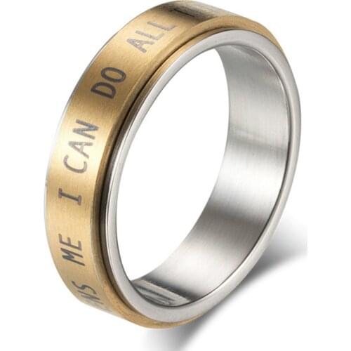 Christian Spinner Knuckle Ring Stainless Steel Religious Fashion Womens Rings Jewelry For Women Bague Femme Acier Inoxydable