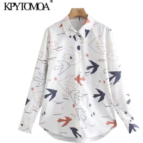 KPYTOMOA Women 2021 Fashion Animal Print Loose Blouses Vintage Long Sleeve Button-up Female Shirts Blusas Chic Tops