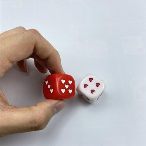 100pcs White Red 25mm Heart Dice Acrylic 6 Sided Round Heart-shaped Dice For Bar Party Family Games Rpg Board Game Entertainment