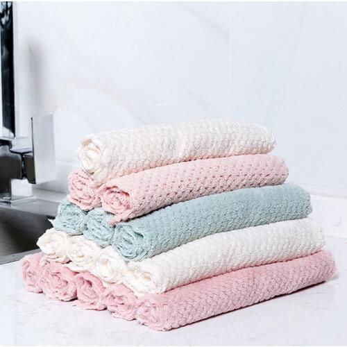 Simple Style Microfiber Kitchen Towels Super Absorbent Dish Cloth Anti-Grease Wiping Rags Non Stick Oil Household Cleaning Towel
