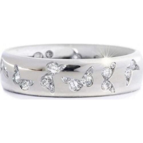 Fashion Butterfly Shining Crystal Zircon Ring for Women Accessories Jewelry Wedding Band Party Birthday Gifts Luxury Rings