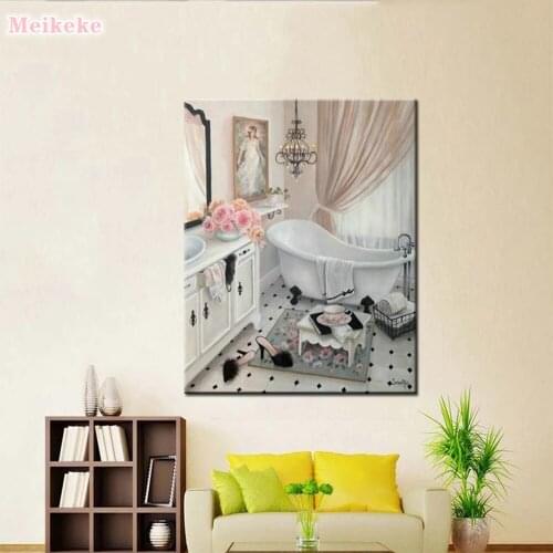 Diamond Painting bathroom DIY Diamond Mosaic Cross Stitch Kit Diamant painting Bathtub 5D diamond Embroidery pattern