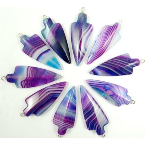 Natural Stonestripe stone Arrow shape Quartz crystal lapis Turquoises Opal Pendant for diy Jewelry making necklace Accessories