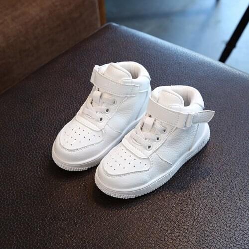 2019 Autumn and winter new kids off white brand sneaker high help girls patch breathable leisure travel shoes baby sneakers