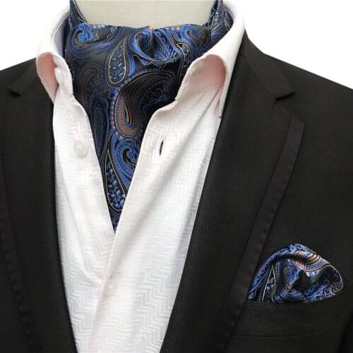 New Fashion Mens Ascot Neckerchief Set Formal Scarf with Pocket Square Sets Dropshipping