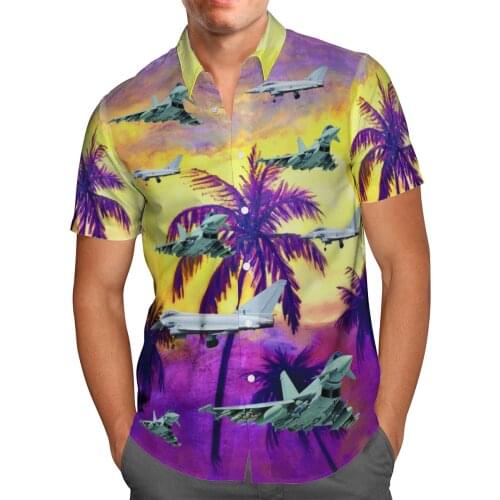 Fighter 3D Beach Hawaiian 2021 Summer Purple Shirt Short Sleeve Shirt Streetwear Oversized 5XL Camisa Social Chemise Homme-321