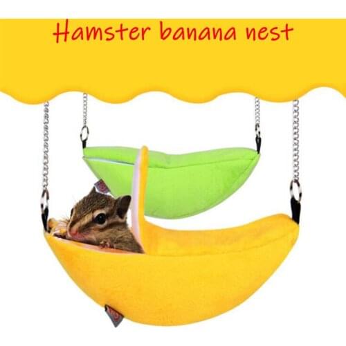 Hamster Hanging House Hammock Cage Sleeping Nest Pet Bed Rat Hamster Toys Cage Swing Pet Banana design Small Animals