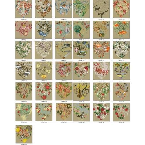 Heart styles cross stitch package flower aida 18ct 14ct 11ct black cloth people kit embroidery DIY handmade needlework