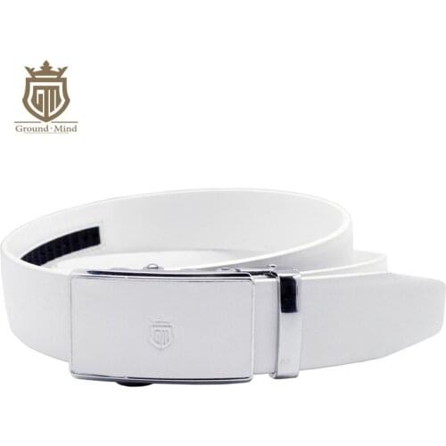 New White Automatic Buckle Belts for Men Male Luxury Genuine Leather Designer Top Quality Business Casual Belt Men 95-130CM
