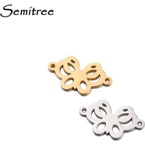 Semitree 5pcs Stainless Steel Trendy Butterfly Animal Pendants DIY Jewelry Necklace Bracelet Charm Accessories for Sale