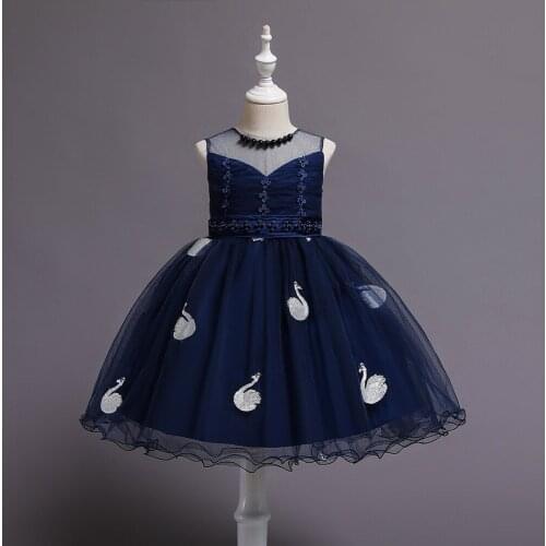 Summer hot-selling girls' princess dresses, childrens wedding dresses, girls' performances, swan embroidery tutu