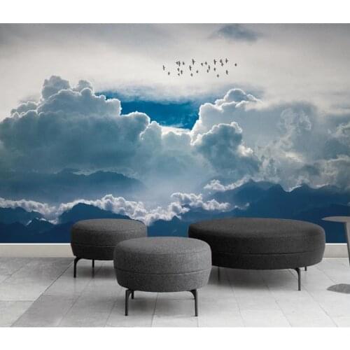 Modern wallpaper for living room Abstract modern minimalistic cloud sky wallpapers bird tv background wall
