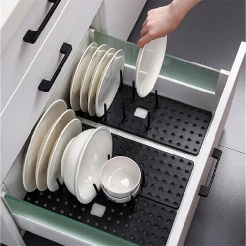 Drainer Rack Kitchen Shelf Organizer Telescopic Dish Plate Bowl Cup Holder