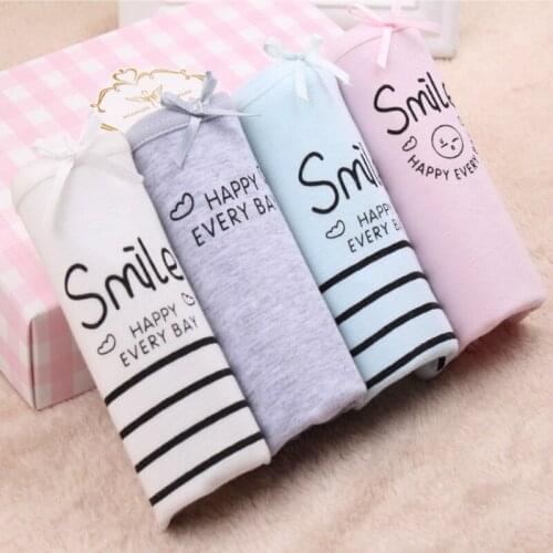 4pcs/lot Cute Cartoon Cotton Briefs for Student Natural Comfort Cotton Panties for Girls Cotton Lingerie with Bow Low Waist
