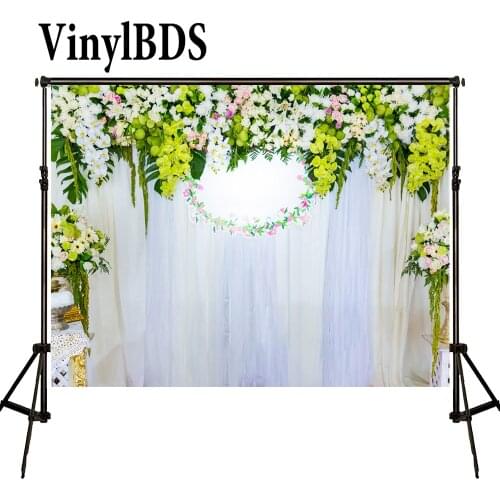 VinylBDS Photography Backdrops Wedding Photography Backdrops Flower White Curtains Indoor White Backdrop for Studio