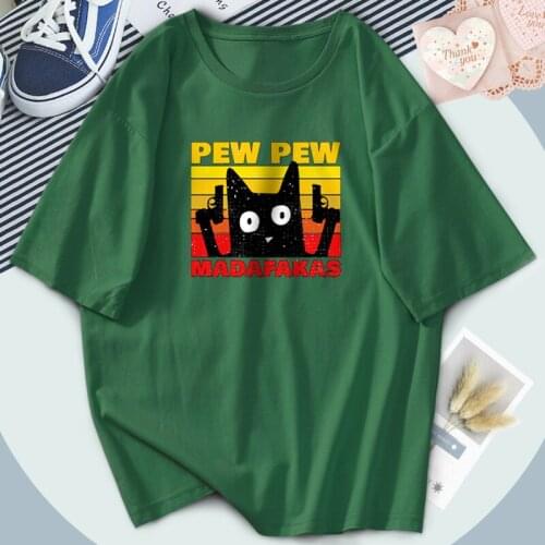 Hip Hop Casual Pew Madafakas Tops Tees Elegant T-shirts Women O-Neck Print Oversize Tshirts Vintage Loose Fit Ladies Camiaetas