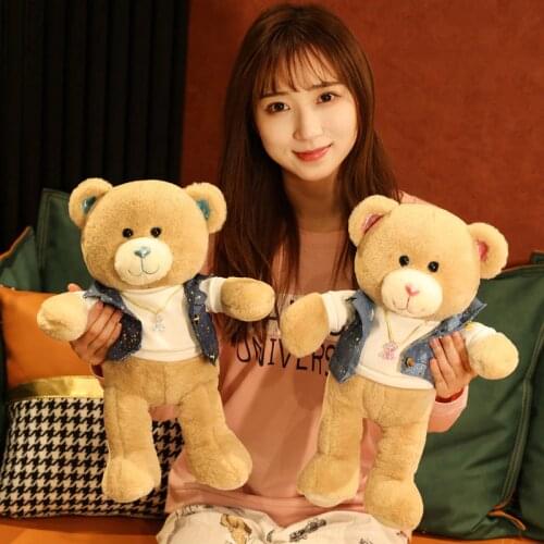 1pc 32/40cm Stuffed Kawaii Soft Vest Teddy Bear Plush Toys Cute Animal Bear with Clothes Dolls Lovely Gift Pillow for Baby Kids