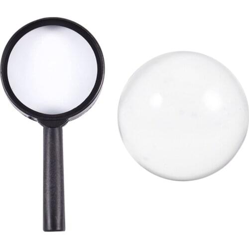 1 Pcs Plastic Frame 40Mm Lens 3X Magnifier Magnifying & 1 Pcs Quartz Transparent Natural Crystal Healing Ball Sphere