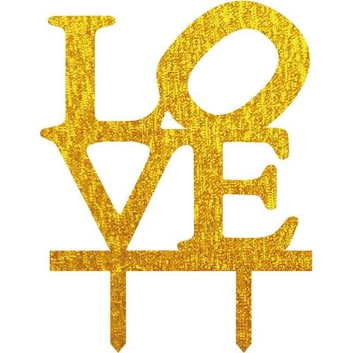 1PCS LOVE Letter Wedding Cake Topper Wedding Decoration Gold Acrylic Cake Toppers For Wedding Cake Decor