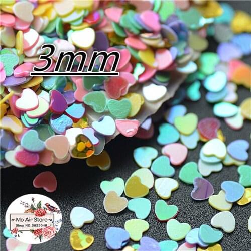 10000pcs/lot 3mm shiny cute small heart lovely laser paillette decoration multicolor DIY accessories