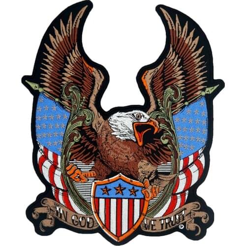 IN GOD WE TRUST LARGE USA EAGLE MOTORCYCLE BACKING Embroidered biker Patches