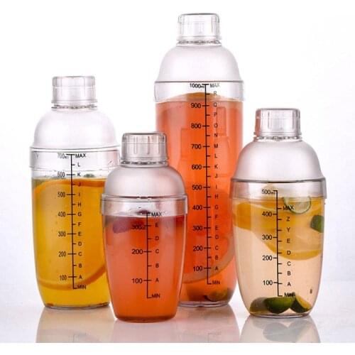 Boston Bar Tool Plastic Martini Cocktail Shaker With Scale 350/530/700/1000ml Beverage Mixer Wine Shaker Cup Drink Mixer Barware