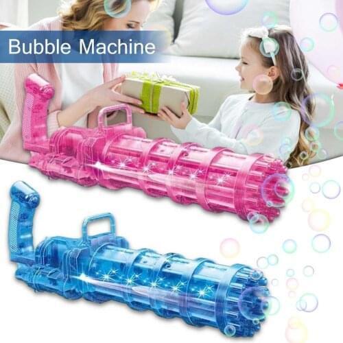 Electric Bubble Machines Automatic Gatling Bubble Gun Toys Electric 22-Hole Bubble Machine Lighting Outdoor Bubble Blower