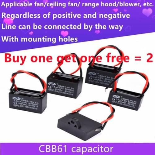 CBB61 Fan Start Capacitor Ceiling Range Hood 450V Buy OneGet One Free = 2Pcs 1/2/2.2/3/4/5/6/7/8/10/12/14/15/16/17/20/25UF