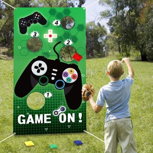 Video Game Toss Games with 4 Bean Bags Birthday Party Games SuppliesThemed Gaming Decoration Indoor Outdoor for Boy Kids