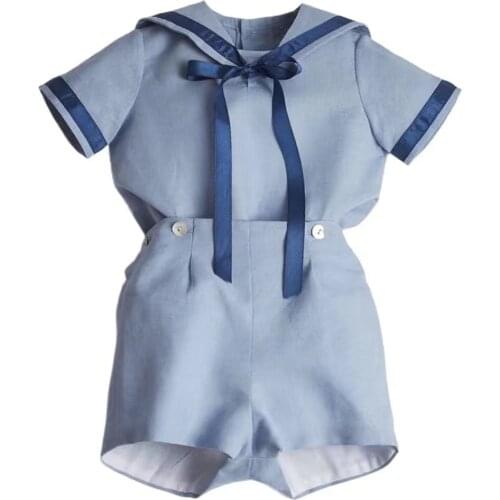 Tailored adult Navy doll shirt + shorts