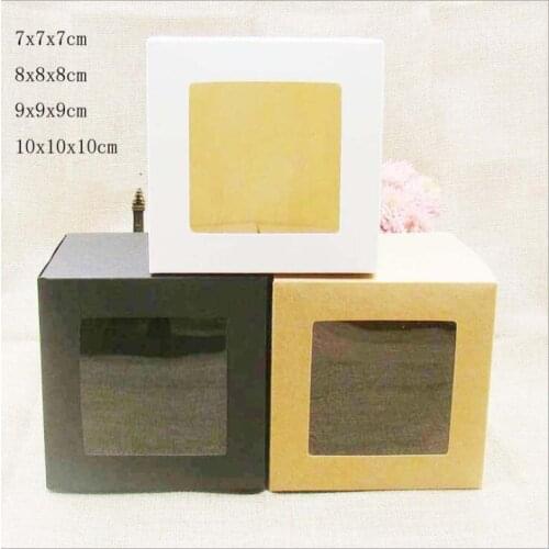 50pcs Kraft Paper Window Box Small Square Gift Packaging Box For Candy Party Favor Package DIY Craft Dispaly Box