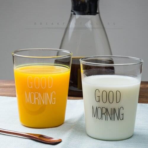 1 pcs Lovely Glass Breakfast Cup Coffee Tea Milk Yogurt Mug Creative Good Morning Mug Gifts 400ml