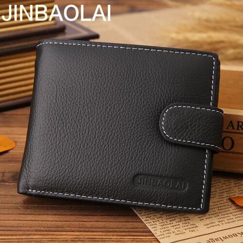 JINBAOLAI Mens Wallet Leather Short Paragraph Foreign Trade Retro Zipper Buckle Wallet Wallet New Wallet Wallet Coin Purse 2021