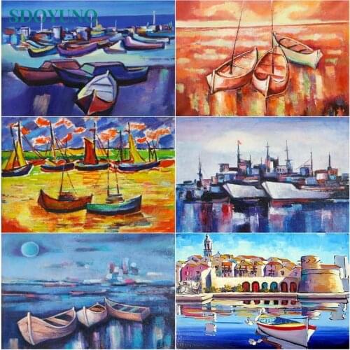 SDOYUNO 40x50cm Paint By Numbers Seascape DIY Oil Painting By Numbers On Canvas Frameless Scenery Digital Hand Painting Decor