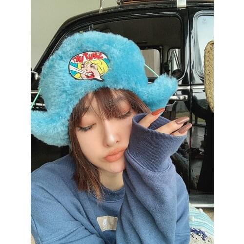 2020 new winter earmuffs cartoon young girl lambs bomber hat for women thick warm pilot cap tide