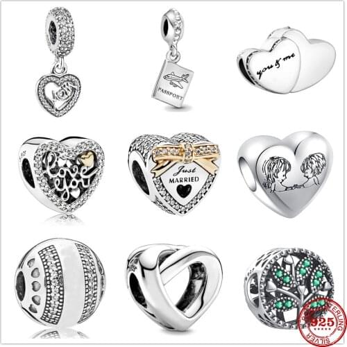 New 925 Sterling Silver Just Married You Of Me Airplane Mail Tree Charm Fit Original Charms Pandora Bracelet Bead Jewelry making