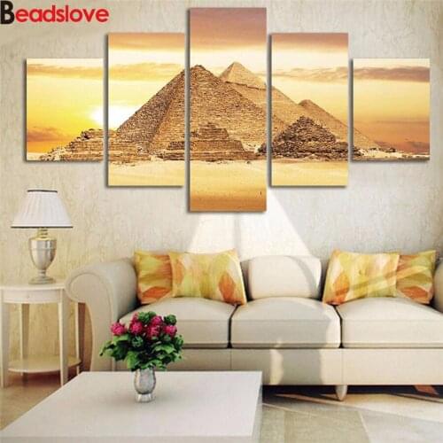 New arrival Diy diamond painting Egyptian Pyramids rhinestone embroidery diamond mosaic cross stitch 5 pcs New Year Gift