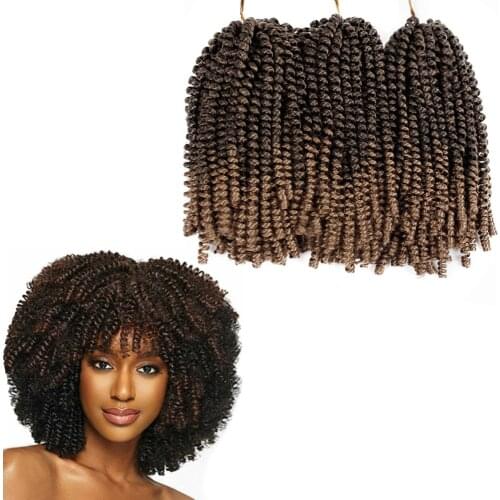 ONXY 8inch Fluffy Spring Twist Crochet Hair Extensions Synthetic Crochet Braids Black Brown Ombre Braiding Hair 110g