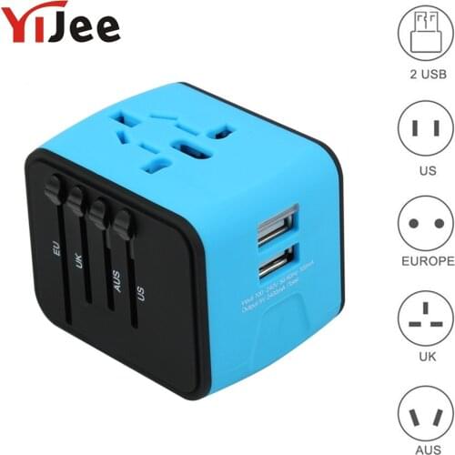 YiJee Travel Adapter International Universal Power Charger US UK EU Plug Euro Travel Wall AC Power Adapter Converter