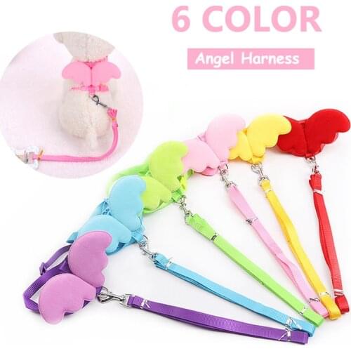 Cat Harness and Leash Adjustable Cute Angel Wing Travel Strap Pet Dog Leads Collars Set for Small Dog