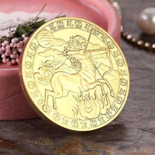 12 Constellation Gold Plated Physical Commemorative Coin Collectible Gift Gold Plated Constellation Coin Collectible Art