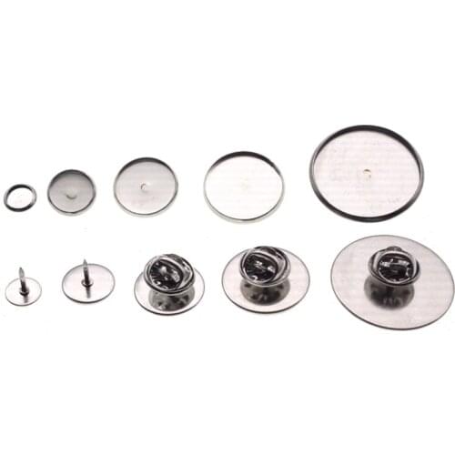 10pcs Stainless Steel Blank Brooch Base Holder Brooch Pin Badge Holder for DIY Jewelry Making Cabochon Base 12 14 16 18 20 25mm