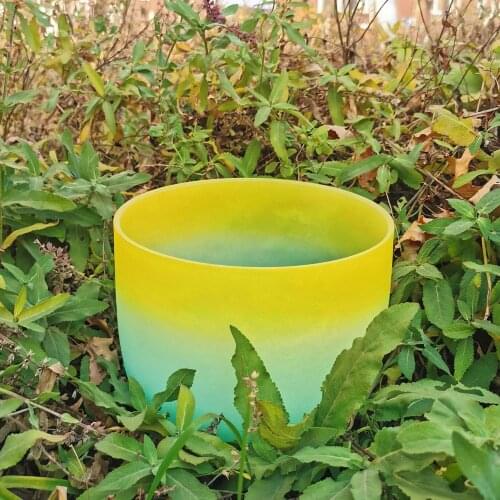 KVKA 8" Note C/D/E/F/G/A/B Chakra Rainbow Frosted Quartz Crystal Singing Bowl For meditation