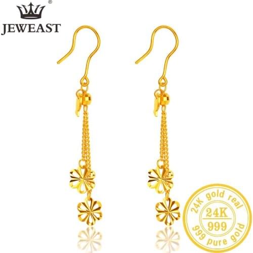 JLZB 24K Pure Gold Earring Real AU 999 Solid Gold Earrings Nice Good Tassel Upscale Trendy Fine Jewelry Hot Sell New 2020