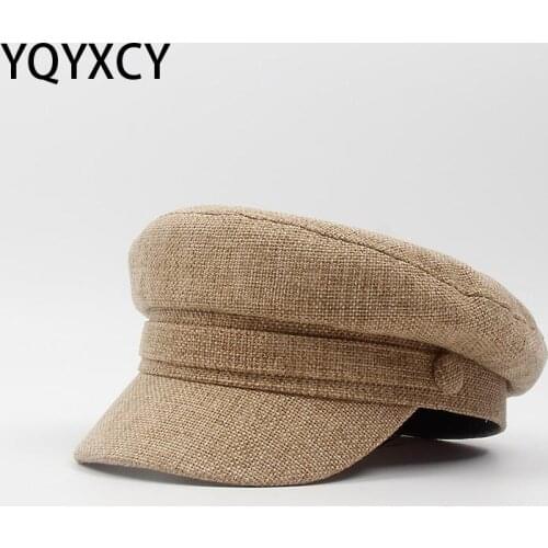 YQYXCY Hat Women Vintage Beret Women Cotton Newsboy Cap Painter Hats Female Gorras Flat Top Military Black Army Hat 2020 New