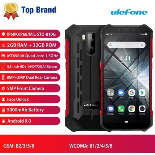 Ulefone Armor X3 2GB 32GB ip68 Rugged Waterproof Smartphone Android 9.0 Telephone Superbattery Cell Phone 5.5 inch HD+ Phone