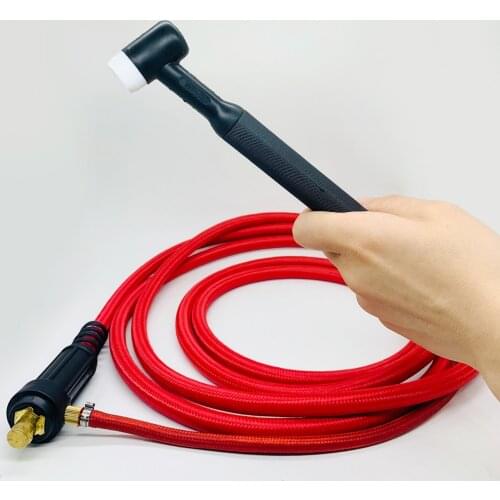 WP17FV TIG Welding Torch Gas-Electric Integrated Red Hose Cable Wires 5/8 UNF Quick Connector 4M 35-50 Euro Connector 13.12Ft