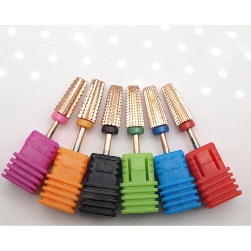Rose Gold 5 in 1 Carbide Nail Drill Bits With Cut 2-Way Drills Tapered Bit Milling Cutter For Manicure Nails Accessories